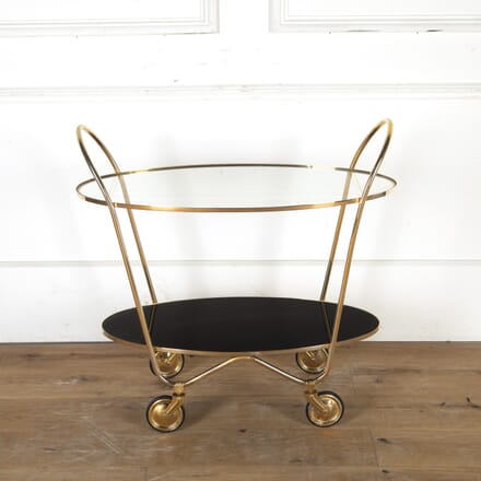 Italian 1950s Brass and Glass Oval Cocktail Trolley TS5813840