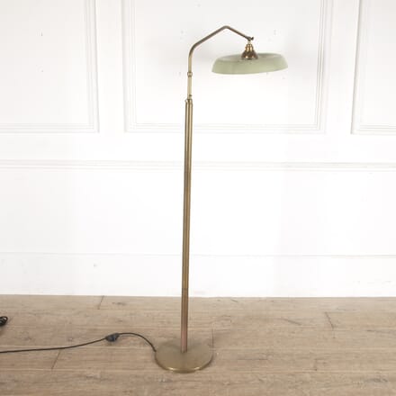 Italian Brass Floor Lamp with Green Tole Shade LF4812734