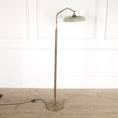 Italian Brass Floor Lamp With Green, Gold Floor Lamp Green Shade