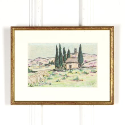 Italian Bucolic Pastel in Original Gilt Frame WD3718052