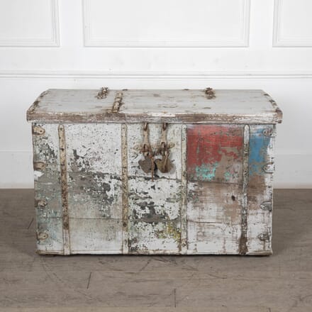Large 19th Century French Painted Teak Trunk CB2927119