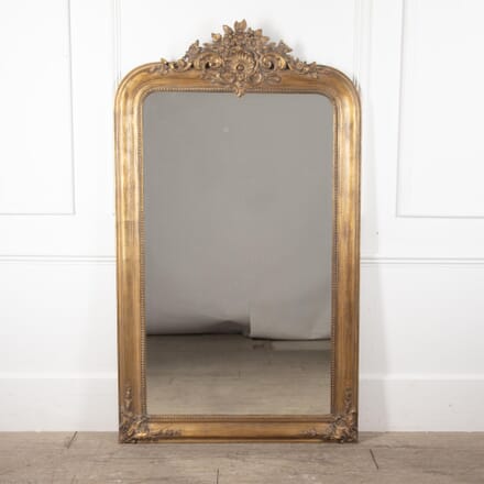 Large 19th Century Louis Philippe Gilt Overmantle Mirror MI3430671