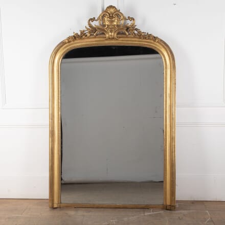 Large 19th Century Louis Philippe Gilt Overmantle Mirror MI3431621