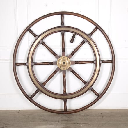 Large 19th Century Teak and Brass Ships Wheel DA0525186
