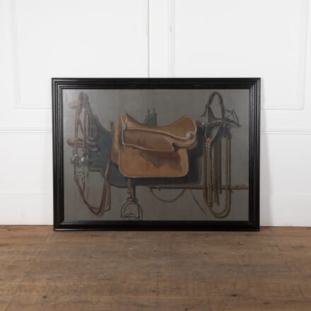 Large 20th Century Trompe L'Oeil Equestrian Oil on Canvas WD6330123