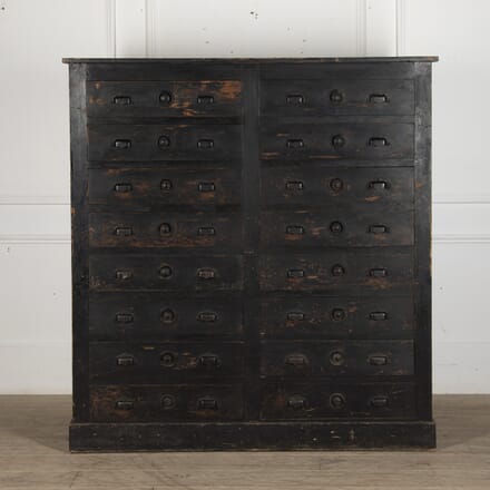 Large 19th Century French Bank of Painted Oak Drawers OF3220812