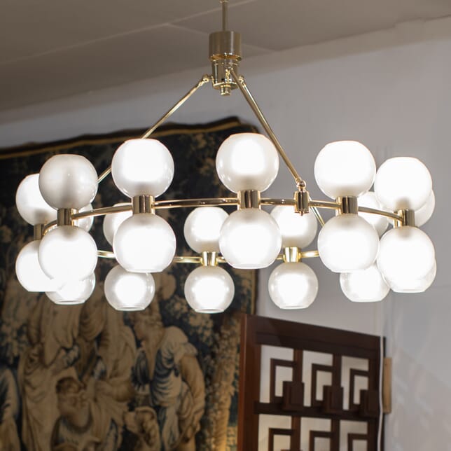 Large Contemporary Brass and Glass Chandelier LC4625387
