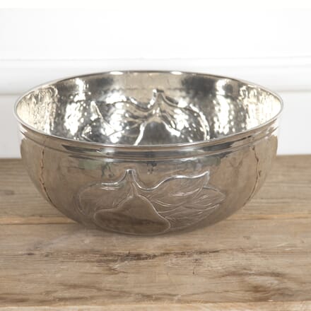 Large Indian Silver Plate Hammered Bowl DA1516623