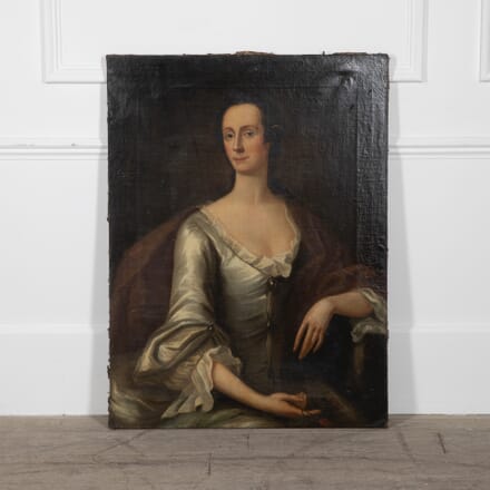 Large Early 18th Century Oil on Canvas Portrait WD0929042