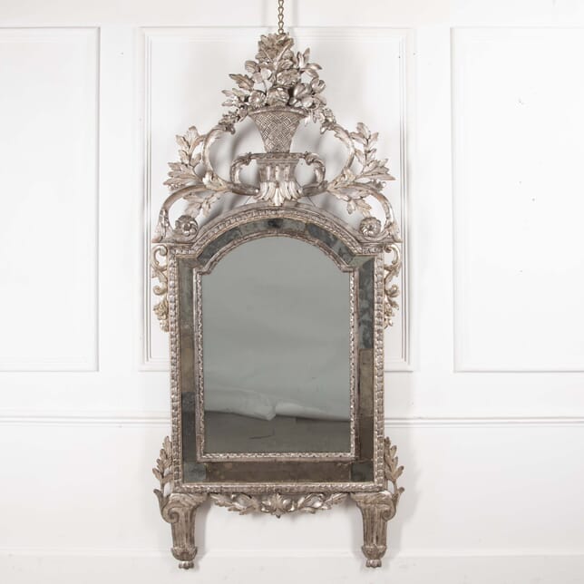Large Italian 18th Century Carved Silver Gilded Mirror MI4127112