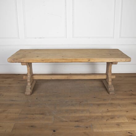 Large Late 19th Century Bleached Oak Trestle Table TD3425631