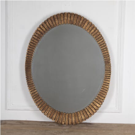 Large Mid-Century Giltwood Oval Sunburst Mirror MI1527684