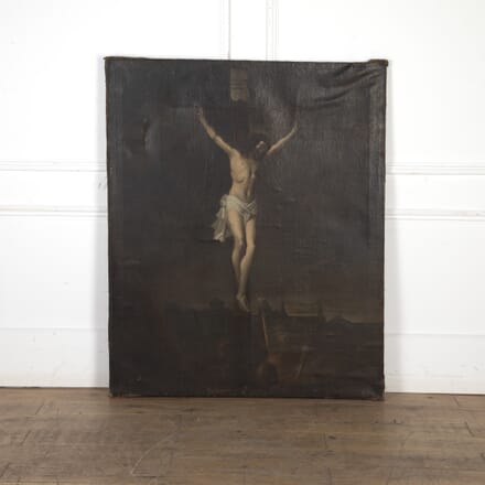 19th Century Large Oil on Canvas of Christ Crucified WD8023017