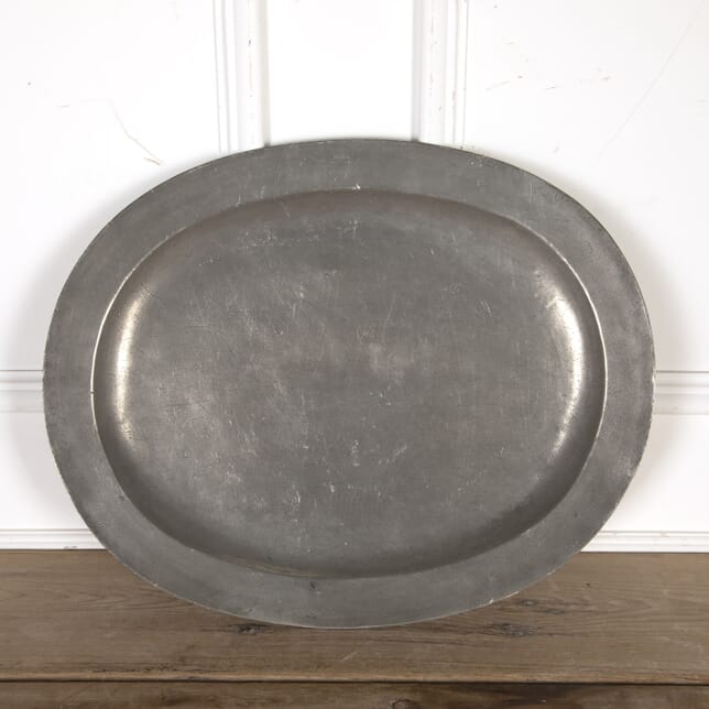 Large Oval Pewter Platter with Coronet Mark DA7520011