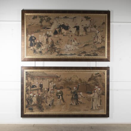Large Pair of 19th Century Chinese Landscape Paintings WD4125643