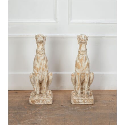 Large Pair of 20th Century Hand Carved Seated Dogs DA3434379