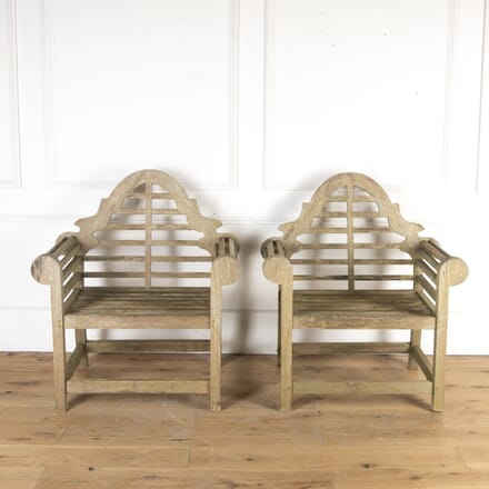 Large Pair of Wooden Garden Chairs GA2013928