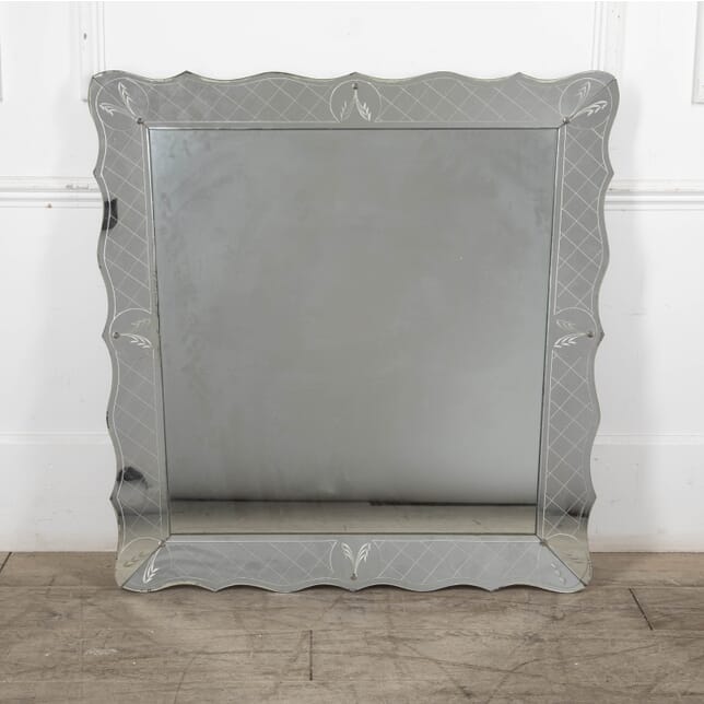 Large 20th Century Venetian Etched Wall Mirror