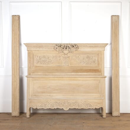 Late 19th Century Bleached Oak Kingsize Normandy Marriage Bed BD3422038
