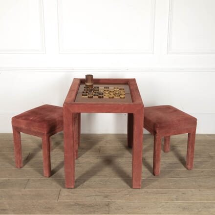 Late 20th Century Velvet Games Table with Stools CT9920585