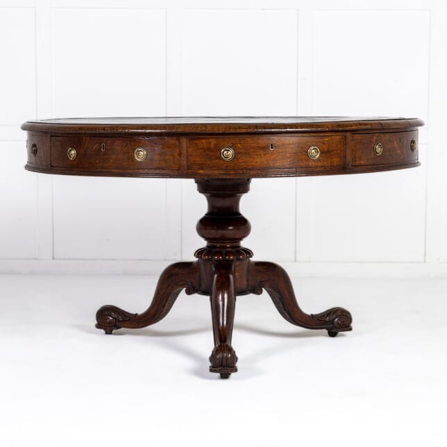 Late George IV Oak Drum Table TC0628838