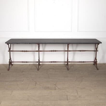 Long 19th Century French Cast Iron Table with Black Marble Top GA4422966