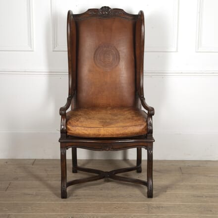 Louis XIV Revival Leather Wingback Armchair from Brittany CH1518933