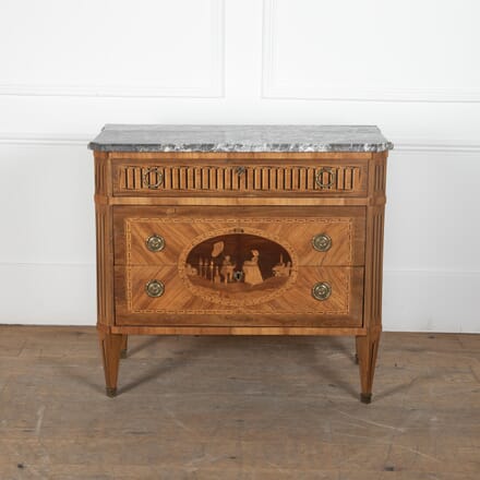 Louis XVI Marquetry Marble Top Commode CC3929706