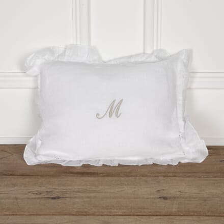 'M' Monogrammed Linen Cushion RT0126478