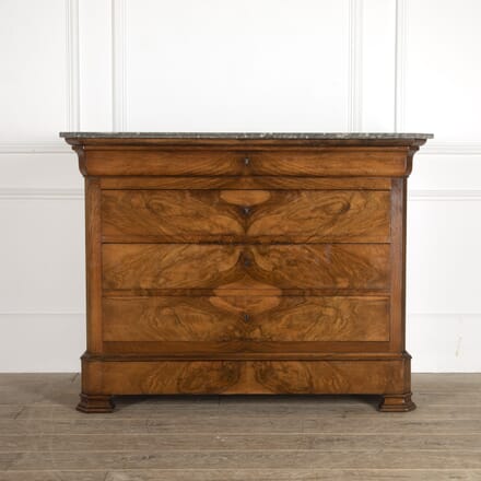 French 19th Century Walnut Commode with Marble Top CC5214408