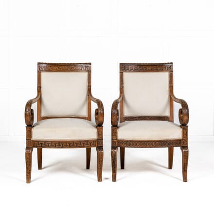 Matched Pair of 19th Century French Carved Wood Chairs CH0626237