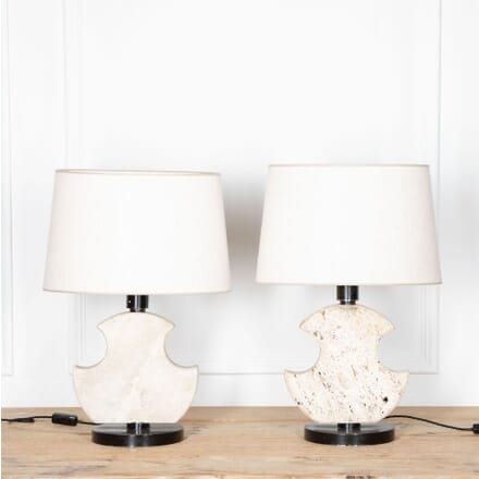 Matched Pair of Mid-Century Travertine Lamps LT4633732