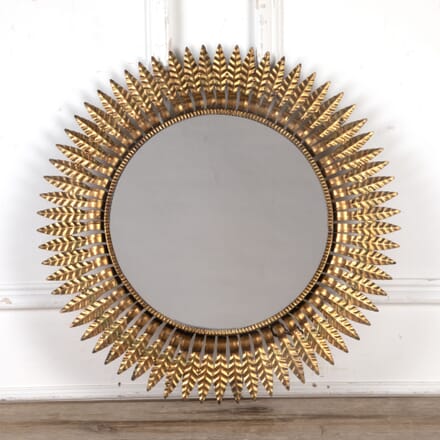 Mid 20th Century Spanish Wrought Metal Leaf Sun Mirror MI3425958