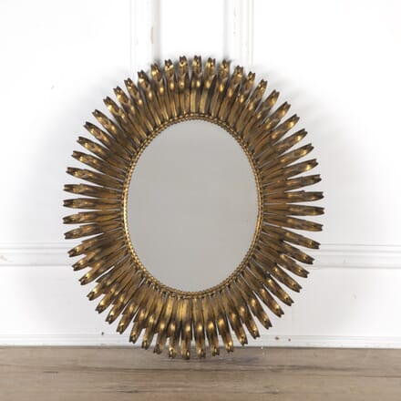 20th Century Gilt Metal Oval Spanish Eyelash Mirror MI3423873
