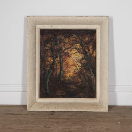 Mid-Century Oil on Board Painting “Autumn Forest” DA3029796