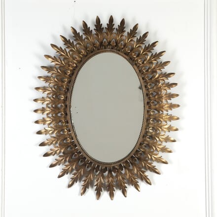 20th Century Spanish Gilt-metal Leaf Oval Mirror MI3423700