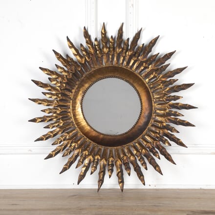 20th Century Spanish Gilt-metal Leaf Sun Mirror MI3424973