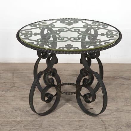 20th Century Spanish Iron and Glass Side Table TC6426648