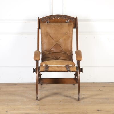 Oak Colonial Campaign Chair Lorfords, Leather Campaign Chair