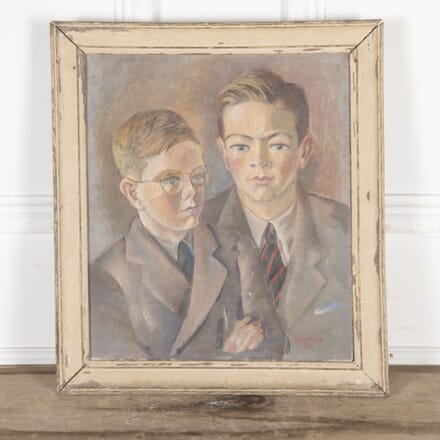 20th Century Oil on Canvas Portrait of Two Schoolboys WD8024538