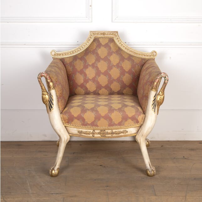 19th Century Painted Swan Support Armchair CH0322840