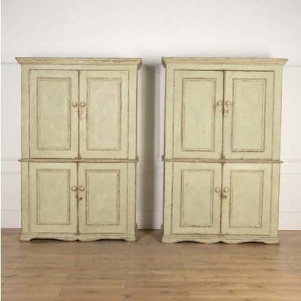 Pair 19th Century Painted House Keepers Cupboards CU8220709