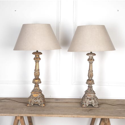 Pair of Mid 20th Century Gilded Torchere Table Lamps DA8121888