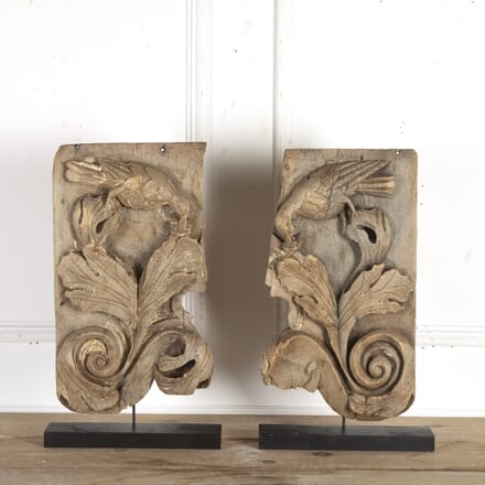Pair of 18th Century Carved Oak Panels on Plinths DA8120902