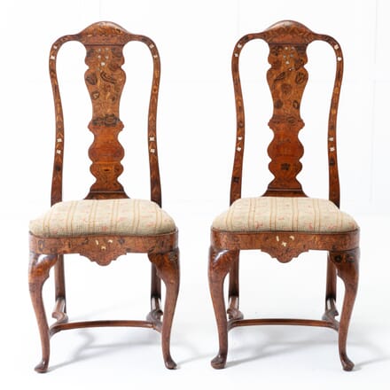 Pair of 18th Century Dutch Marquetry Side Chairs CH0622049