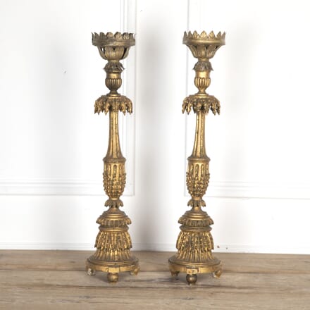 Pair of 18th Century Carved Giltwood Candlesticks DA3421804