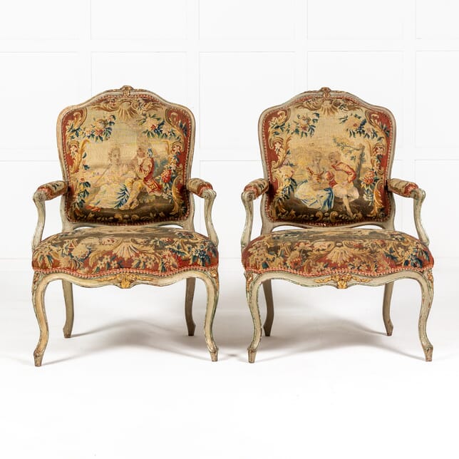 Pair of 18th Century French Abusson Tapestry Chairs CH0627784
