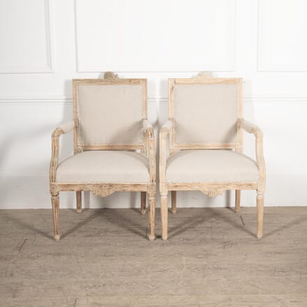 Pair of 18th Century Gustavian Open Armchairs CH4430309