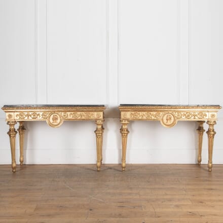 Pair of 18th Century Italian Carved Giltwood Console Tables CO3932968
