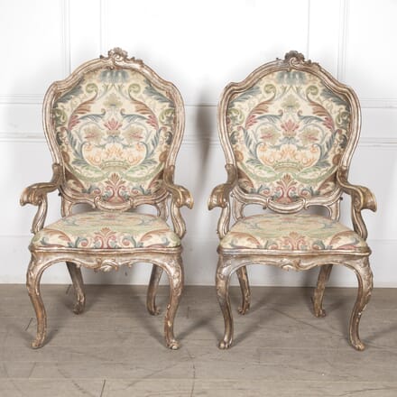 Pair of 18th Century Silvered Venetian Armchairs CH0123911